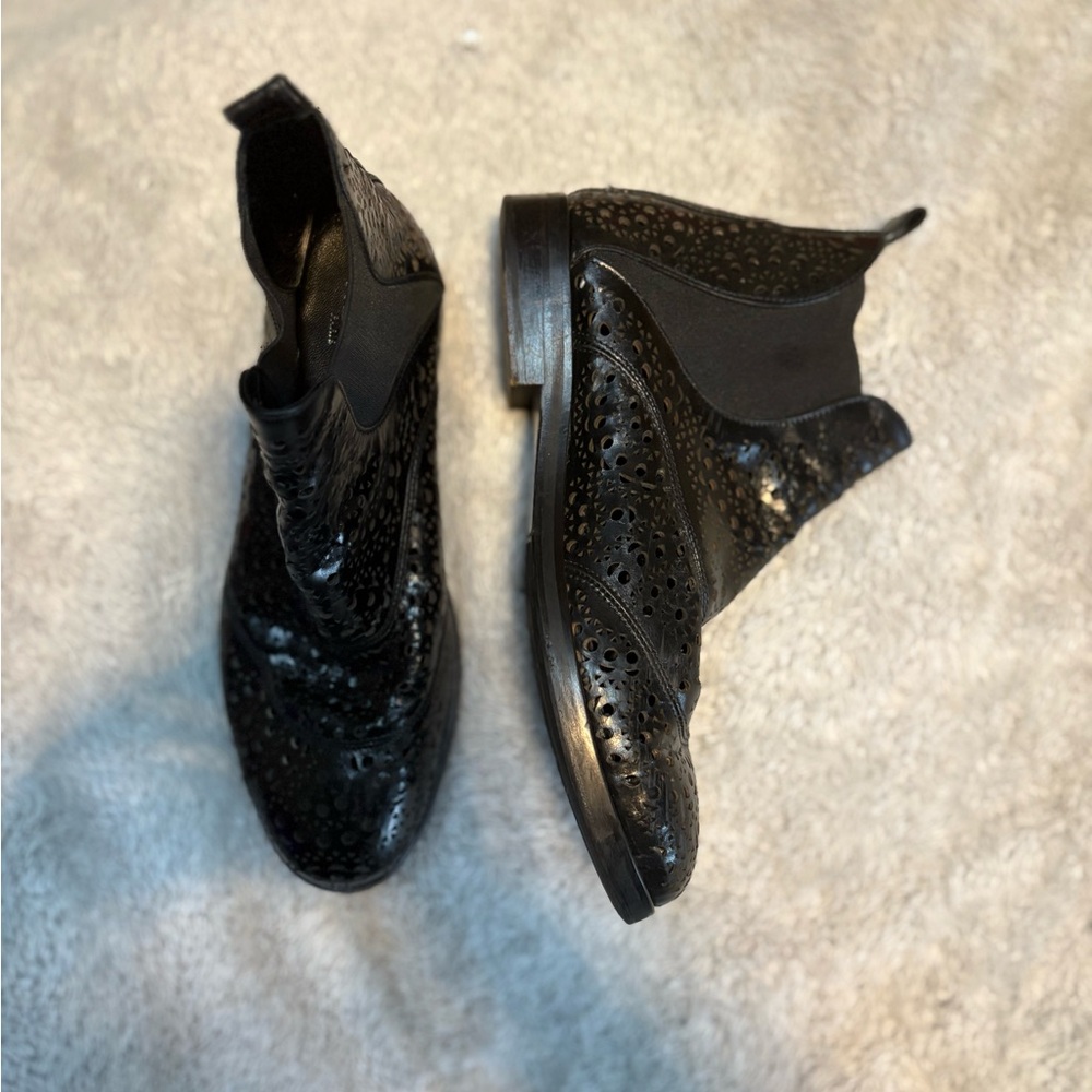 Alaia Paris Black Perforated Ankle Boots - Picture 2 of 13